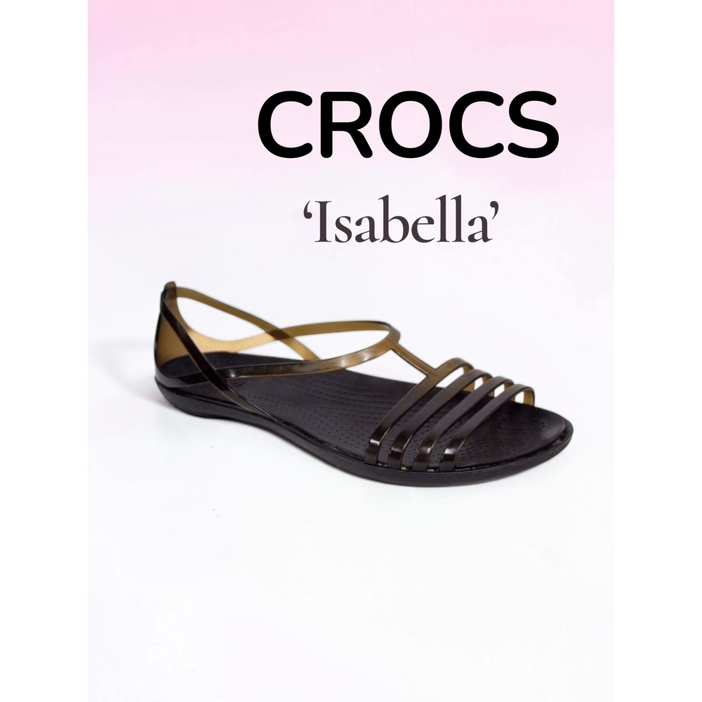 Crocs Isabella Strappy Sandals in Black Espresso Women's Sz 10—rubber/jelly